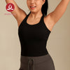 MOVING PEACH Women Sports bra Double Shoulder Straps Cross-Back Yoga Tank Top Soft Fixed Bra Cups Gym Dance Daily wear ABO(longline)