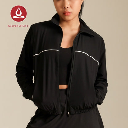 MOVING PEACH Women Sports Coats Lightweight UPF 50+ Mock neck UV Protection Jacket Loose Fit Outdoor Running Daily Wear ASN