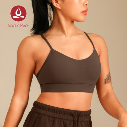 MOVING PEACH Women Sports Bra Comfort Adjustable Straps Yoga Top Removable Bra Cups Fitness Dance Daily wear ABI