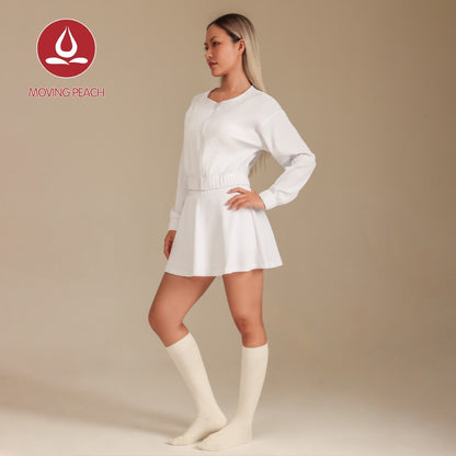 MOVING PEACH Women Sports Sets Loose Fit Full-Zip Cropped Jacket And High-Rise Quick-drying Sports Skirt With Comfy Inner Short Gym Running Dance Daily wear ASZ+AKZ